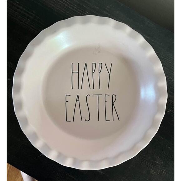 RAE DUNN Pink Happy Easter 10" Pie Plate Dish Spring Artisan Collection Pastel - Picture 2 of 3